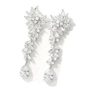 Rhinestone Crystal Leaf Vine Drop Earrings Bridal Bridesmaids Prom Earrings